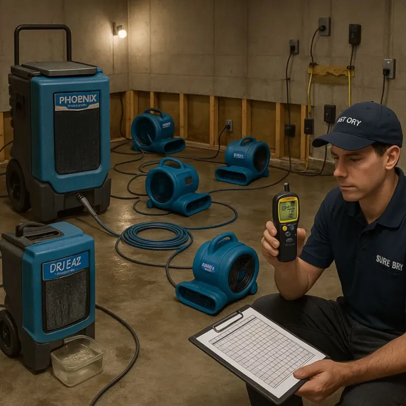 Structural Drying and Dehumidification process in Ho-Ho-Kus, NJ